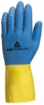 Kindad lateks Delta Plus Duocolor VE330BJ08, t&auml;iskasvanutele, sinine/kollane, 8.5, 2 tk