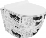 WC-pott, seinapealne Mexen Lena Rimless Slim, kaanega, 350 mm x 480 mm