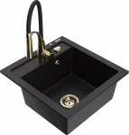 K&ouml;&ouml;givalamu koos kraaniga Mexen Vito, graniit, 52 cm x 49 cm x 21 cm, l&auml;bipaistev/kuldne/must