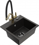 K&ouml;&ouml;givalamu koos kraaniga Mexen Milo Metallic black/gold+Black/Gold, graniit, 43 cm x 41 cm x 17.1 cm, metallic black/gold+black/gold