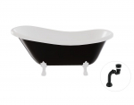 Vann, teisaldatav Besco Otylia B&W, 160 cm x 77 cm x 69.5 cm, ovaalne, valge/must
