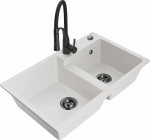 K&ouml;&ouml;givalamu koos kraaniga Mexen Tomas, graniit, 80 cm x 50 cm x 19 cm, valge/must