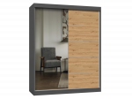 Riidekapp IGA 160 A/C, antratsiit v./artisan oak v., 160 cm x 61 cm x 200 cm, peegliga