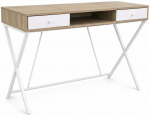Kirjutuslaud sahtlitega Akord Furniture Factory Crossline, 50 cm x 120 cm, 80.5 cm, valge v./sonoma tamm v.