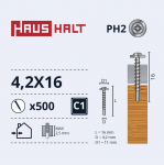 Isekeermestavad kruvid Haushalt DIN 14566, 4.2 mm x 16 mm, 500 tk