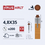 Isekeermestavad kruvid Haushalt DIN 7504K, 4.8 mm x 35 mm, 200 tk