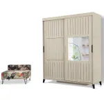 Riidekapp Kalune Design Fuga 170, hele pruun v., 60 cm x 170 cm x 216 cm, peegliga