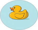 Vannitoa p&otilde;randamatt Foutastic Canard 359CHL4864, sinine/kollane, 80 cm x 80 cm, &Oslash; 80 cm