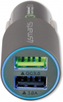 Auto laadija 4smarts Rapid, 2 x USB, must v./hall v., 30 W