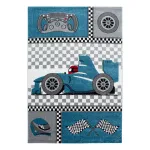 Vaip sise Ayyildiz Kids Race Car, must v./sinine v./hall v., 150 cm x 80 cm