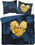 Voodipesukomplekt Amore SJC-192, kuld v./s&uuml;gavsinine v., 70 x 80 cm, 160 x 200 cm
