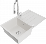 K&ouml;&ouml;givalamu koos kraaniga Mexen Bruno, vaik/graniit, 79.5 cm x 49.5 cm x 20 cm, valge