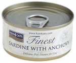 Kassi m&auml;rgtoit Fish4Cats Finest Sardine & Anchovy, kalaliha, 0.07 kg