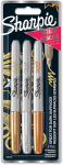 Tekstimarker Sharpie Metallic 1986006, 1 mm, kuldne/h&otilde;be/vask, 3 tk