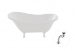 Vann, teisaldatav Besco Otylia, 160 cm x 77 cm x 69.5 cm, ovaalne, valge/kroom