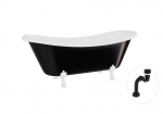 Vann, teisaldatav Besco Amelia B&W, 190 cm x 77 cm x 69 cm, ovaalne, valge/must