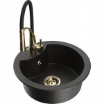 K&ouml;&ouml;givalamu koos kraaniga Mexen Diego, graniit, 48.8 cm x 48.8 cm x 16.7 cm, metallic black/gold+black/gold
