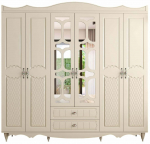 Riidekapp Kalune Design Cansu, valge matt v., 52 cm x 210 cm x 190 cm, peegliga