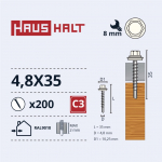 Isekeermestavad kruvid Haushalt, 4.8 mm x 35 mm