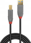 Juhe Lindy Anthra Line USB 3.0 A male, USB 3.0 B male, 1 m, must