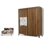 Riidekapp Kalune Design Fuga 170, pruun v., 60 cm x 170 cm x 216 cm, peegliga