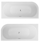 Vann, sisseehitatav Besco Avita Slim+, 160 cm x 75 cm x 42 cm, parempoolne, kuldne/valge