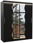 Riidekapp ADRK Kansas LED, must v., 58 cm x 180 cm x 215 cm, peegliga