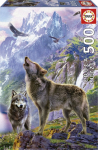 Pusle Educa Wolves In The Rocks, 48 cm x 34 cm, 500 tk, mitmev&auml;rviline