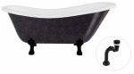 Vann, teisaldatav Besco Otylia Glam, 170 cm x 77 cm x 68.5 cm, ovaalne, valge/must