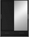Riidekapp Estantte II With Mirror, must v., 60 cm x 150 cm x 200 cm, peegliga