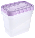 Toiduainekarbi komplekt Keeeper Fredo Fresh, 1 l, 10.5 cm x 11 cm, l&auml;bipaistev v./violetne v., 3 tk