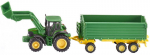 Игрушечные тракторы с аксессуарами Siku John Deere With Front Loader & Trailer 1843, 1:87, kollane v./roheline v.