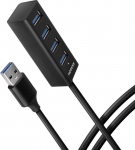 USB jaotur Axagon HUE-M1AL USB male, 4 x USB female, 1.2 m, must v.