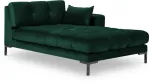 Diivan Micadoni Home Mamaia Velvet Chaise Longue Right, must v./roheline v., parem, 185 x 102 cm x 75 cm