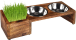 Statiiv koos kaussidega koera jaoks Flamingo Lela Twin Feeder, 0.75 l, 42 cm x 15.5 cm x 11 cm, pruun v.