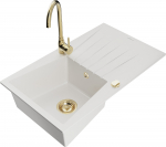 K&ouml;&ouml;givalamu koos kraaniga Mexen Cesar, graniit, 77.5 cm x 47 cm x 18 cm, kuldne/valge