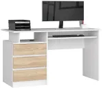 Kirjutuslaud sahtlitega Akord CLP, 135 cm x 60 cm, 77 cm, valge v./sonoma tamm v.