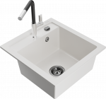 K&ouml;&ouml;givalamu koos kraaniga Mexen Vito, graniit, 49 cm x 52 cm x 21 cm, valge/kroomi/must