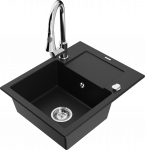 K&ouml;&ouml;givalamu koos kraaniga Mexen Enzo, vaik/graniit, 57.6 cm x 46.5 cm x 17.4 cm, must