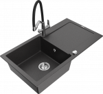 K&ouml;&ouml;givalamu koos kraaniga Mexen Leo, vaik/graniit, 90 cm x 50 cm x 19 cm, valge/must