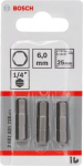 Kruvikeeraja otsikute komplekt Bosch, HEX6, 25 mm, 1/4", &Oslash;6 mm