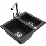 K&ouml;&ouml;givalamu koos kraaniga Mexen Carlos, graniit, 58.2 cm x 47.5 cm x 17.7 cm, metallic black/silver+chrome