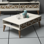 Kohvilaud Kalune Design Line, kreemjasvalge, 90 cm x 60 cm x 34.6 cm