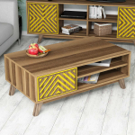 Kohvilaud Kalune Design Ynci, kollane v./p&auml;hklipuu v., 105 cm x 60 cm x 38.2 cm