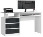 Kirjutuslaud sahtlitega Akord CLP, 135 cm x 60 cm, 77 cm, valge v./grafiit v.