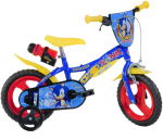 Lisaratastega laste jalgratas, laste Dino Bikes Sonic, sinine v./mitmev&auml;rviline, 12"