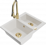 K&ouml;&ouml;givalamu koos kraaniga Mexen Carlos Elia, graniit, 58.2 cm x 47.5 cm x 17.7 cm, kuldne/valge