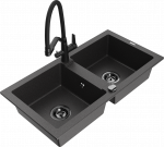 K&ouml;&ouml;givalamu koos kraaniga Mexen Mario, vaik/graniit, 82 cm x 43.6 cm x 16.1 cm, must/black granite