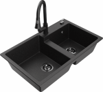 K&ouml;&ouml;givalamu koos kraaniga Mexen Tomas, graniit, 80 cm x 50 cm x 19 cm, metallic black/silver+black