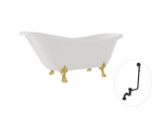Vann, teisaldatav Besco Otylia, 170 cm x 77 cm x 69.5 cm, ovaalne, kuldne/valge